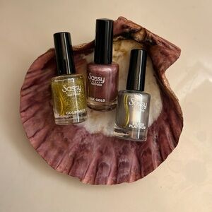 Sassy Nail Polish Trio - Gold, Mauve, Silver